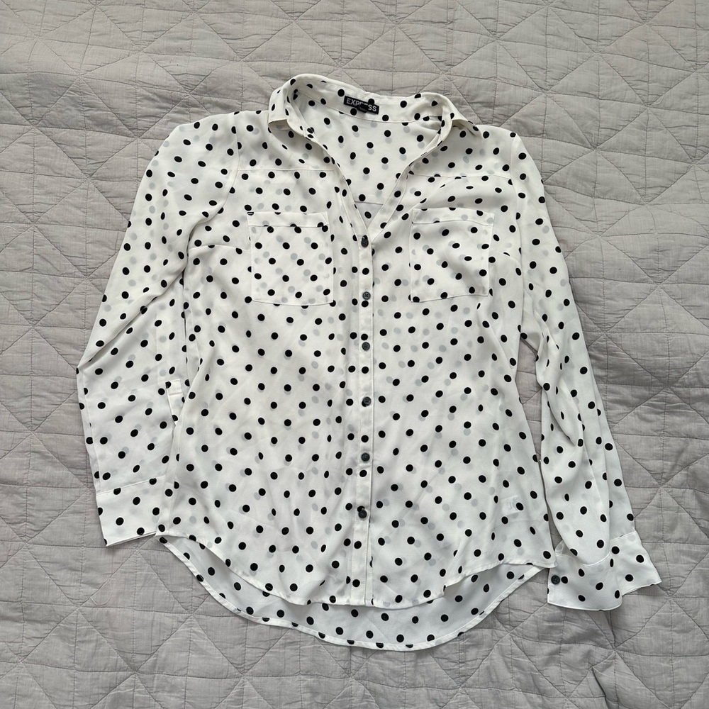 Express button up V neck blouse
